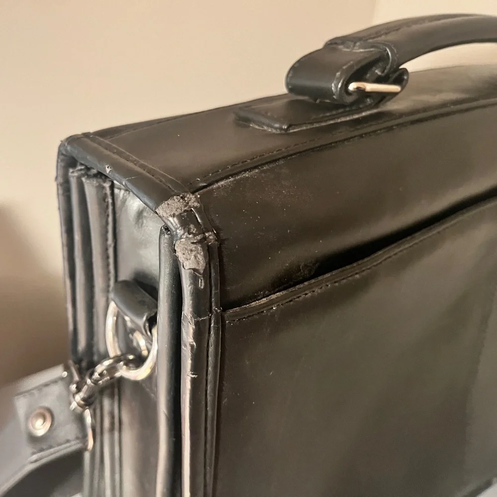 Wilson Black Leather Men's Briefcase/Laptop case
